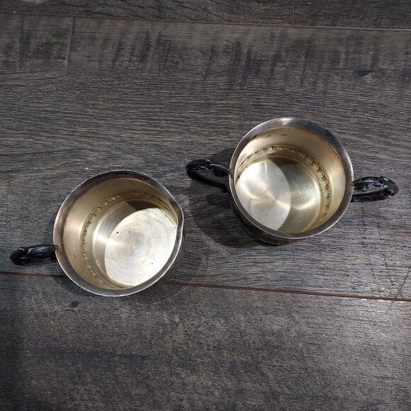 Cream and Sugar Set Silver Plate On Copper Vintage - Picture 10 of 12